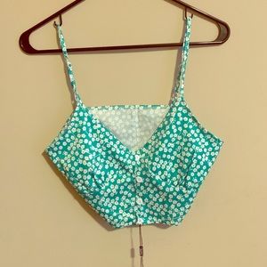 Green Flora Crop Top